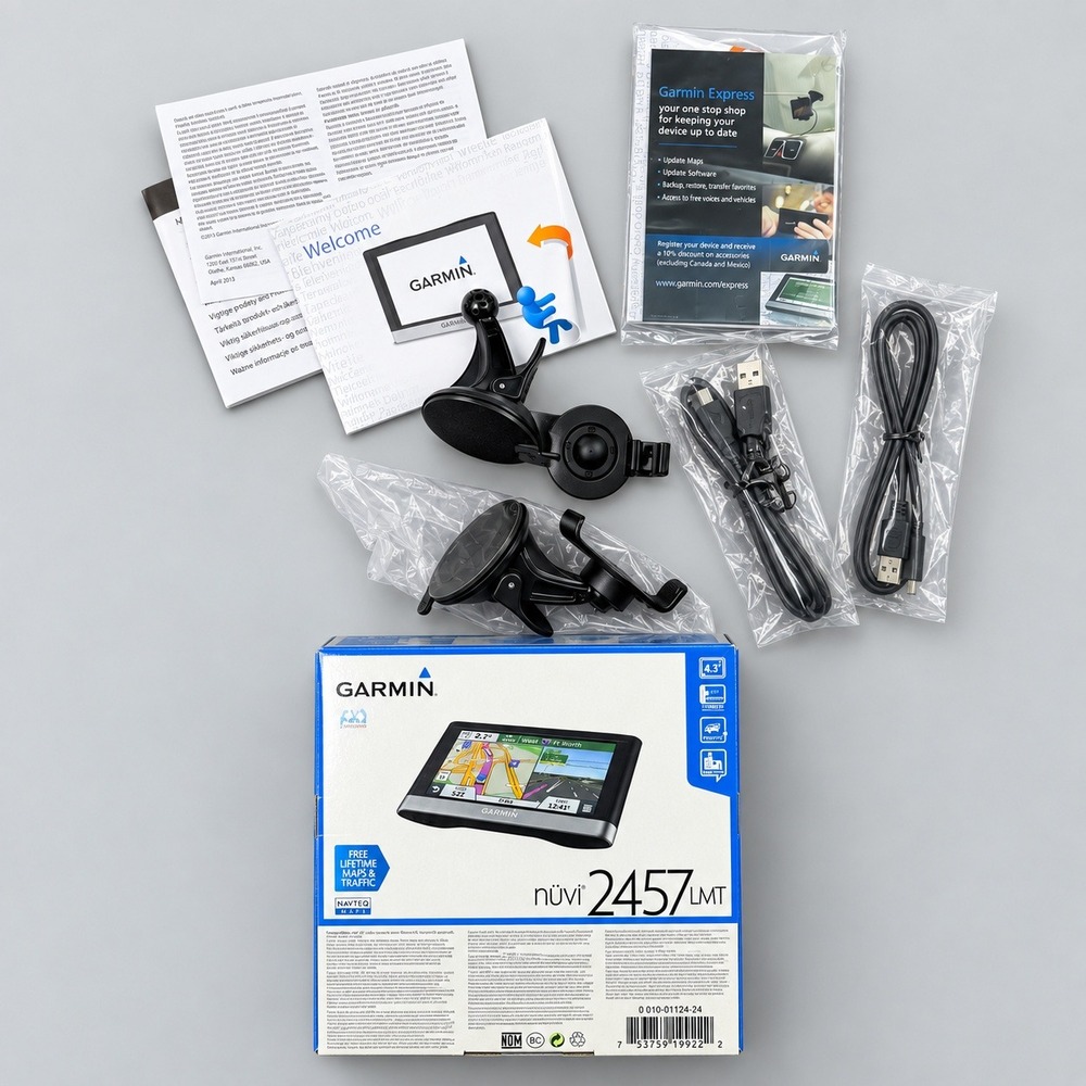 Garmin nuvi 2457LMT 4.3" GPS Lifetime Maps Traffic Box & Accessories Only 2013